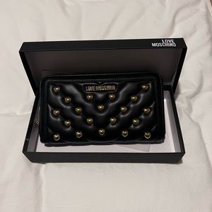 Love Moschino gold heart studded black wallet